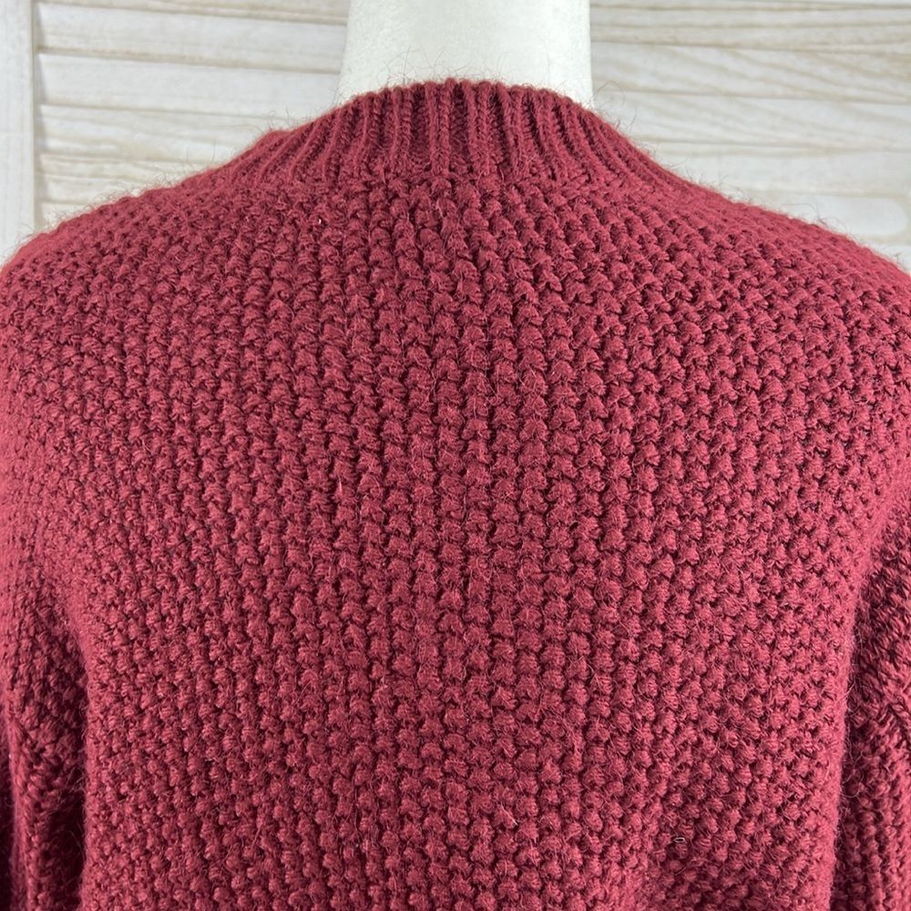 Anthropologie Maroon Chunky Cable Knit Cropped Sweater XS - Picture 8 of 12